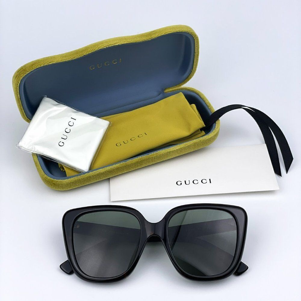 SALE! NEW Gucci GG1169S 003 Havana Green Square Oversized Women Sunglasses - Picture 10 of 12